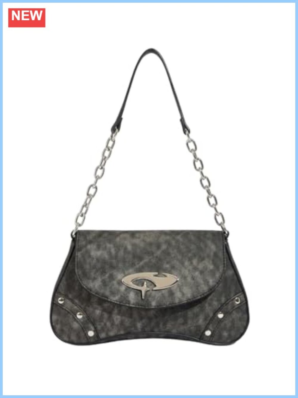 Studded PU Leather Flap Chain Strap Mini Y2K Shoulder Bag